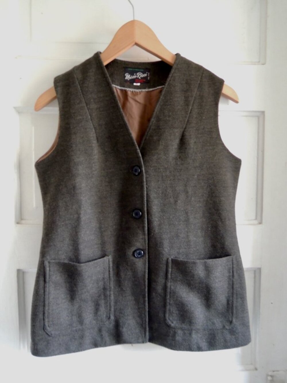 Vintage 60s 70s Men's Mario Ricci Olive Green Wool Vest M